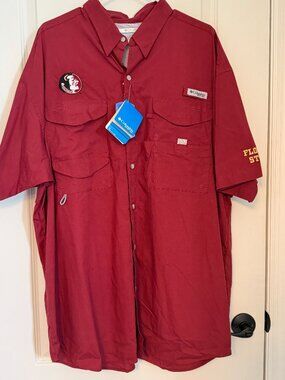 Men's Columbia Garnet Florida State Seminoles Bonehead Button-Up Shirt - Size 1X